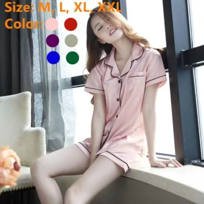 Silk Pajama Set Sleepwear Terno Night Wear Home Lounge Wear Women Lingerie